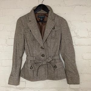 Banana Republic wool silk tweed light brown blazer